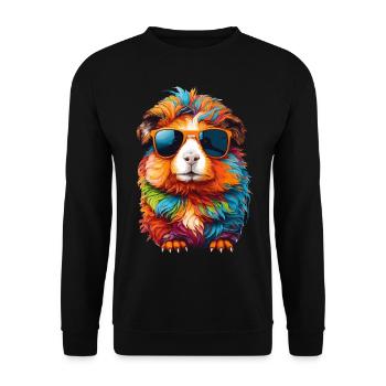 Guinea Pig: Cute with Sunglasses - Unisex Sweatshirt - black - Front - Alina (178cm) & Michal (187cm)