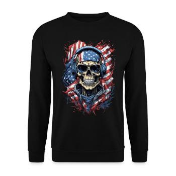 Cool USA Skull Flags Lunettes de soleil Tenue - Sweat-shirt Unisexe - noir - Devant - Alina (178cm) & Michal (187cm)