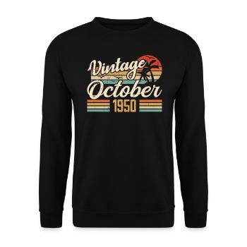 Octobre 1950 Cadeau Anniversaire - 1950 - Sweat-shirt Unisexe - noir - Devant - Alina (178cm) & Michal (187cm)