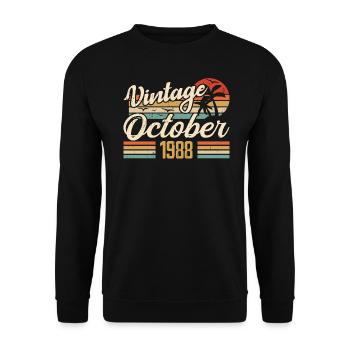 Octobre 1988 Cadeau Anniversaire - 1988 - Sweat-shirt Unisexe - noir - Devant - Alina (178cm) & Michal (187cm)
