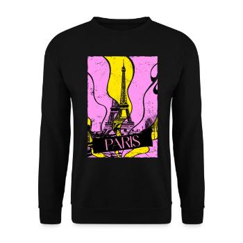 Paris France City Skyline Eiffel Tower Vintage - Unisex Sweatshirt - black - Front - Alina (178cm) & Michal (187cm)