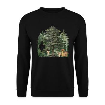 Habitant De La Forêt, Fantôme, Champignons, Fantôme, Amoureux De La Nature - Sweat-shirt Unisexe - noir - Devant - Alina (178cm) & Michal (187cm)