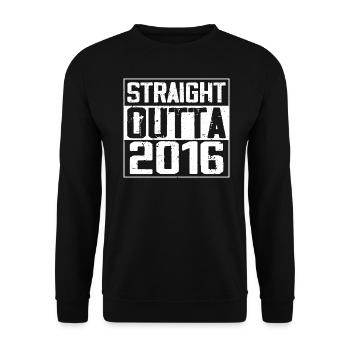 Straight Outta 2016 Retro Geburtstagsgeschenk 2016 - Unisex Pullover - Schwarz - Vorne - Alina (178cm) & Michal (187cm)