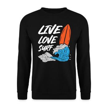 Live Love Surfing - Unisex Sweatshirt - black - Front - Alina (178cm) & Michal (187cm)