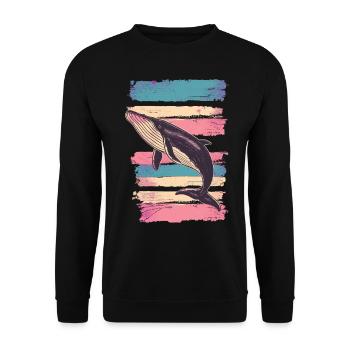 Whale humpback whale vintage stripe - Unisex Sweatshirt - black - Front - Alina (178cm) & Michal (187cm)