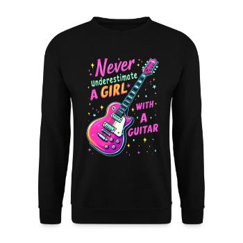 Mädchen mit Gitarre - Unisex Pullover - Schwarz - Vorne - Alina (178cm) & Michal (187cm)
