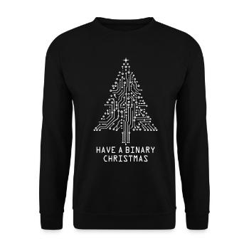 Tech inspirierter Weihnachtsbaum für Geeks - Unisex Pullover - Schwarz - Vorne - Alina (178cm) & Michal (187cm)