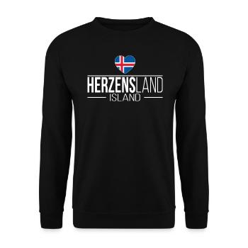 Herzensland Island Skandinavien Urlaub Reise - Unisex Pullover - Schwarz - Vorne - Alina (178cm) & Michal (187cm)