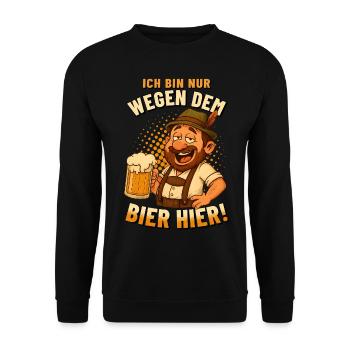 NUR WEGEN DEM BIER HIER Fest Männer Oktober - Unisex Pullover - Schwarz - Vorne - Alina (178cm) & Michal (187cm)