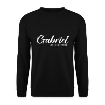 Gabriel une légende Cadeau T shirt gabriel - Sweat-shirt Unisexe - noir - Devant - Alina (178cm) & Michal (187cm)