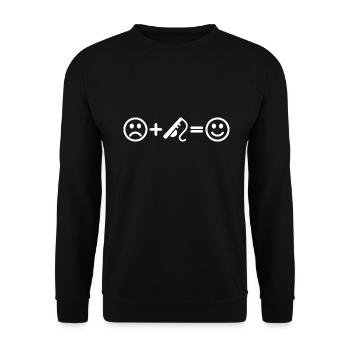 Angel Smiley Angler Angeln - Unisex Pullover - Schwarz - Vorne - Alina (178cm) & Michal (187cm)