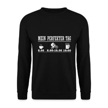 Mein Perfekter Tag Kaffee Mountainbike Bier - Unisex Pullover - Schwarz - Vorne - Alina (178cm) & Michal (187cm)