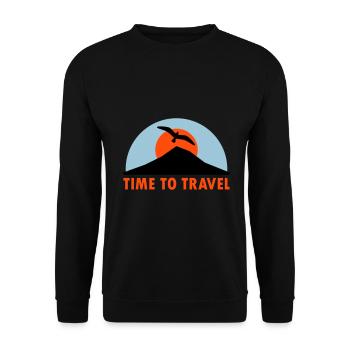 Time to travel (mountain, sun, bird) - Unisex Sweatshirt - black - Front - Alina (178cm) & Michal (187cm)