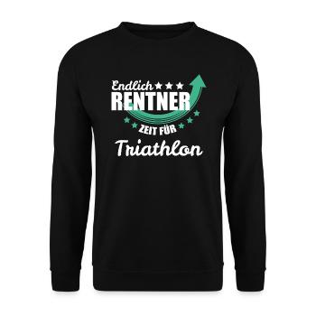 Endlich Rentner - Zeit für Triathlon - Unisex Pullover - Schwarz - Vorne - Alina (178cm) & Michal (187cm)