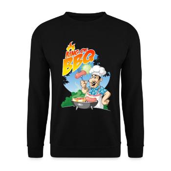 king of BBQ - Unisex Sweatshirt - black - Front - Alina (178cm) & Michal (187cm)
