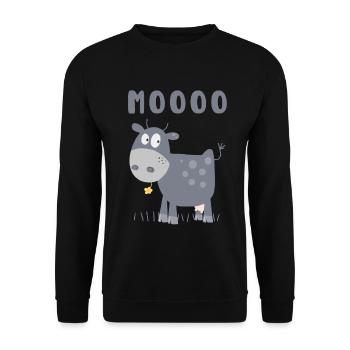 Mooo Kuh Comic Rind Bauernhoftier Comic - Unisex Pullover - Schwarz - Vorne - Alina (178cm) & Michal (187cm)