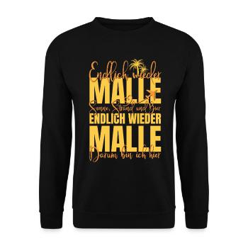 Endlich wieder Malle - Sonne Strand und Bier - Unisex Pullover - Schwarz - Vorne - Alina (178cm) & Michal (187cm)
