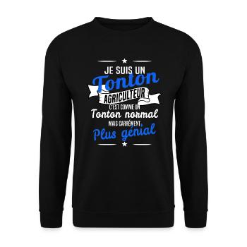 tonton agriculteur - Sweat-shirt Unisexe - noir - Devant - Alina (178cm) & Michal (187cm)
