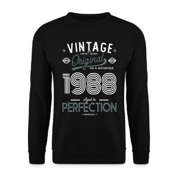 AGE TO PERFECTION born in 1988 anniversary 34 years - Unisex Sweatshirt - black - Front - Alina (178cm) & Michal (187cm)