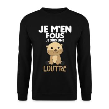 Je M'en Fous Je Suis Une Loutre Cadeau - Sweat-shirt Unisexe - noir - Devant - Alina (178cm) & Michal (187cm)