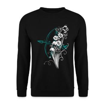 Maiglöckchen Pfeil Bogen - Unisex Pullover - Schwarz - Vorne - Alina (178cm) & Michal (187cm)