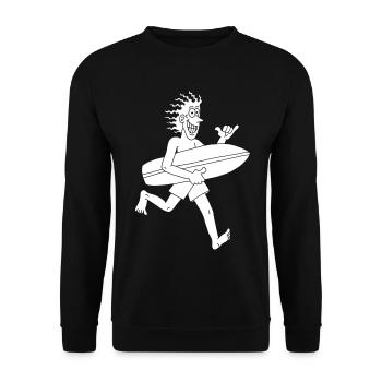 Ungeduldiger Surfer (weiß) - Unisex Pullover - Schwarz - Vorne - Alina (178cm) & Michal (187cm)