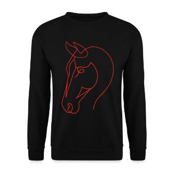 Skizze des roten Pferdes - Unisex Pullover - Schwarz - Vorne - Alina (178cm) & Michal (187cm)