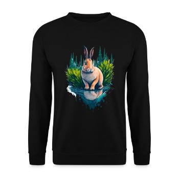 Beautiful illustration of a rabbit - Unisex Sweatshirt - black - Front - Alina (178cm) & Michal (187cm)
