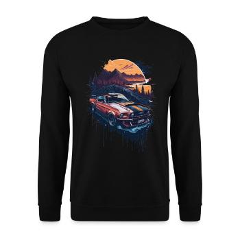 Klassischer Sportwagen - Unisex Pullover - Schwarz - Vorne - Alina (178cm) & Michal (187cm)