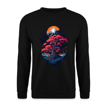 Beautiful bonsai tree scenery - Unisex Sweatshirt - black - Front - Alina (178cm) & Michal (187cm)