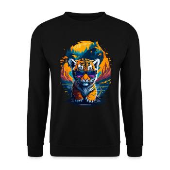 Cute baby tiger - Unisex Sweatshirt - black - Front - Alina (178cm) & Michal (187cm)