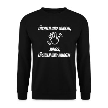 Lächeln und Winken – Jungs - Unisex Pullover - Schwarz - Vorne - Alina (178cm) & Michal (187cm)