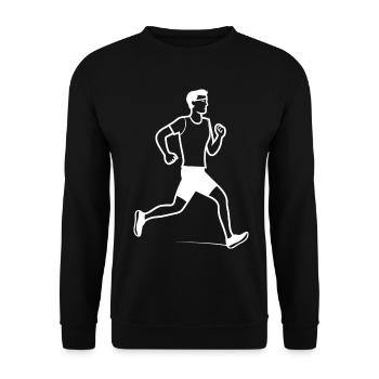 Läufer Junge Strichzeichnung - Unisex Pullover - Schwarz - Vorne - Alina (178cm) & Michal (187cm)