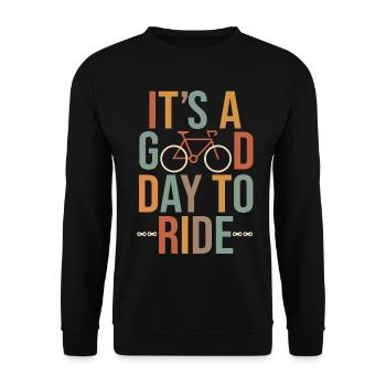 Es ist ein guter Tag zum Radfahren Fahrradgeschenk Humo. - Unisex Pullover - Schwarz - Vorne - Alina (178cm) & Michal (187cm)