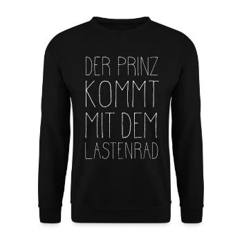 The prince comes on a cargo bike - Unisex Sweatshirt - black - Front - Alina (178cm) & Michal (187cm)