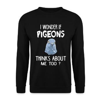 I Wonder If Pigeons Think About Me Too Funny - Unisex Sweatshirt - black - Front - Alina (178cm) & Michal (187cm)