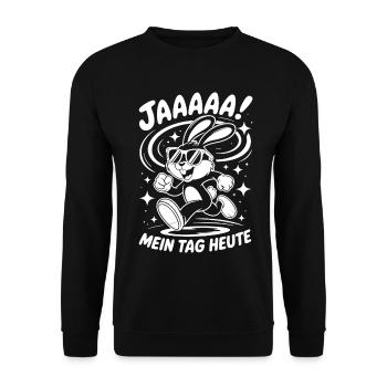 Hoppel Bunny Aujourd’hui, c’est mon jour - Sweat-shirt Unisexe - noir - Devant - Alina (178cm) & Michal (187cm)