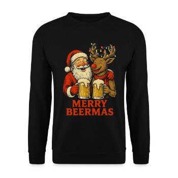 Drôle Père Noël et renne Noël bière design - Sweat-shirt Unisexe - noir - Devant - Alina (178cm) & Michal (187cm)