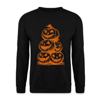 Citrouilles d’Halloween – Pile de visages effrayants - Sweat-shirt Unisexe - noir - Devant - Alina (178cm) & Michal (187cm)