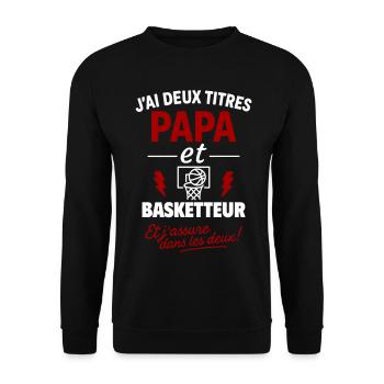 Papa Basketteur cadeau fête des pères Noël - Sweat-shirt Unisexe - noir - Devant - Alina (178cm) & Michal (187cm)