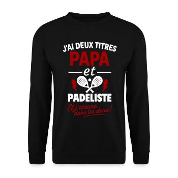 Papa Padelist Gift Christmas Father's Day - Unisex Sweatshirt - black - Front - Alina (178cm) & Michal (187cm)