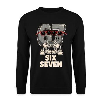 6 7 Six Sept Points d’Aura Meme Jeu Mignon - Sweat-shirt Unisexe - noir - Devant - Alina (178cm) & Michal (187cm)