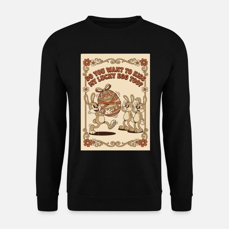 Lucky_Egg_Retro_Hasen - Unisex Pullover - Schwarz