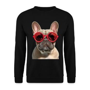Französische Bulldogge French Bulldog Frenchie - Unisex Pullover - Schwarz - Vorne - Alina (178cm) & Michal (187cm)