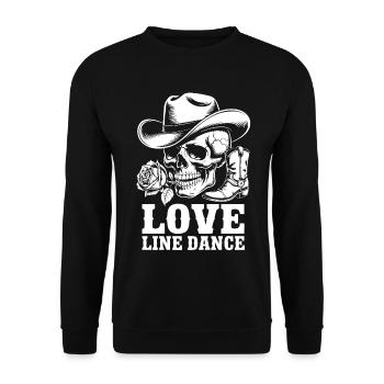 Skelett Cowboy Line Dance - Unisex Pullover - Schwarz - Vorne - Alina (178cm) & Michal (187cm)