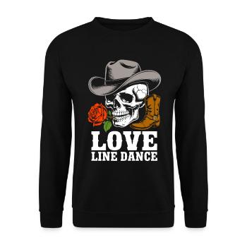 Skull Cowboy Rose Line Dance Tee - Unisex Pullover - Schwarz - Vorne - Alina (178cm) & Michal (187cm)