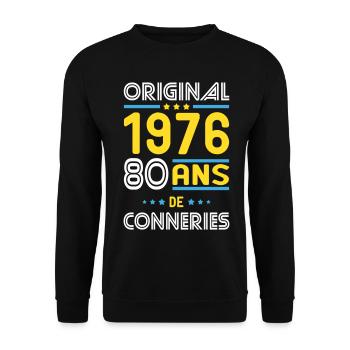 Original – 1976 – 50 ans de conneries - Sweat-shirt Unisexe - noir - Devant - Alina (178cm) & Michal (187cm)