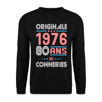 Original – 1976 – 50 Jahre - Unisex Pullover - Schwarz - Vorne - Alina (178cm) & Michal (187cm)