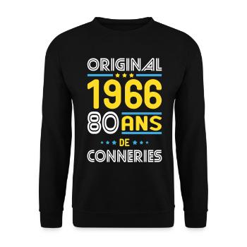 Original – 1966 – 60 ans de conneries - Sweat-shirt Unisexe - noir - Devant - Alina (178cm) & Michal (187cm)