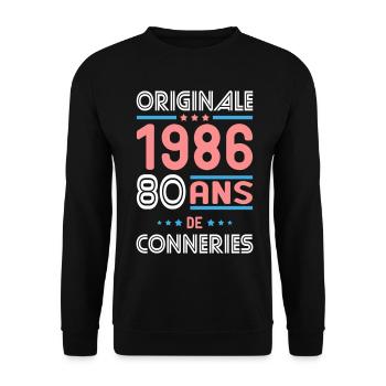 Originale – 1986 – 40 ans de conneries - Sweat-shirt Unisexe - noir - Devant - Alina (178cm) & Michal (187cm)